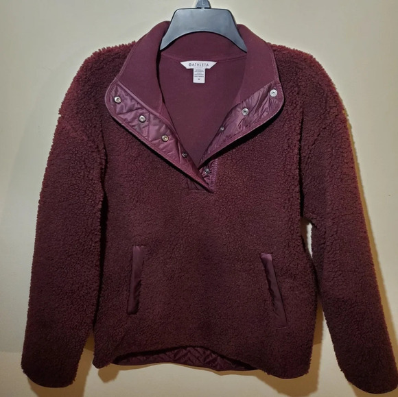 Athleta cozy sherpa snap sweater size M - Picture 5 of 10